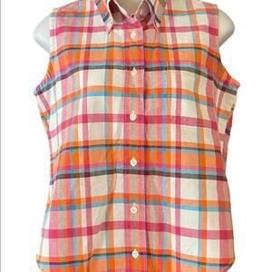 Rockies Sleeveless Women's Button Down Plaid Top.  Small